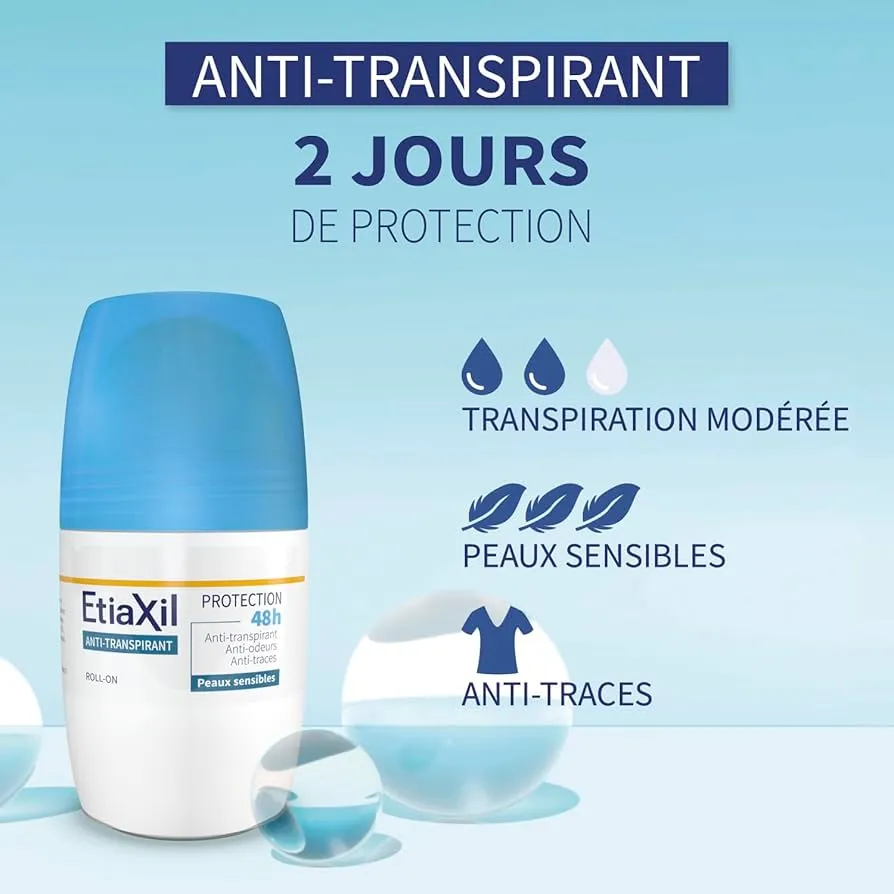 ETIAXIL ROLL ON DEODORANT ANTI TRANSPIRANT 48H ANTI TRACES 50ML