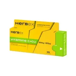 HERBEX VITAMINE C+CU 150MG/90UG 10 COMPRIMES