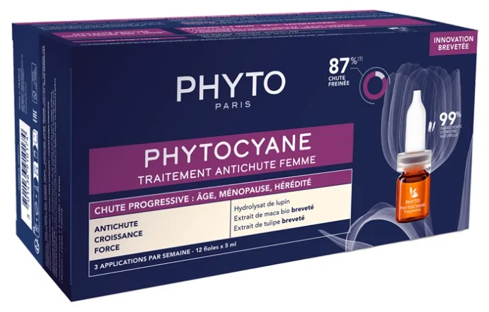 PHYTO PHYTOCYANE TRAITEMENT ANTI-CHUTE PROGRESSIVE FEMME 12*5ML