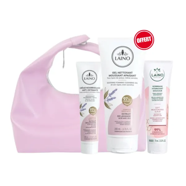 LAINO TROUSSE PEAU SÈCHE (CRÈME HYDRATANTE + GOMMAGE + GEL NETTOYANT)