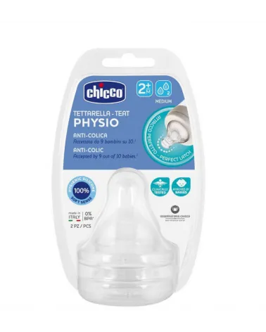 CHICCO LOT DE 2 TETINES SILICONE, 2M+
