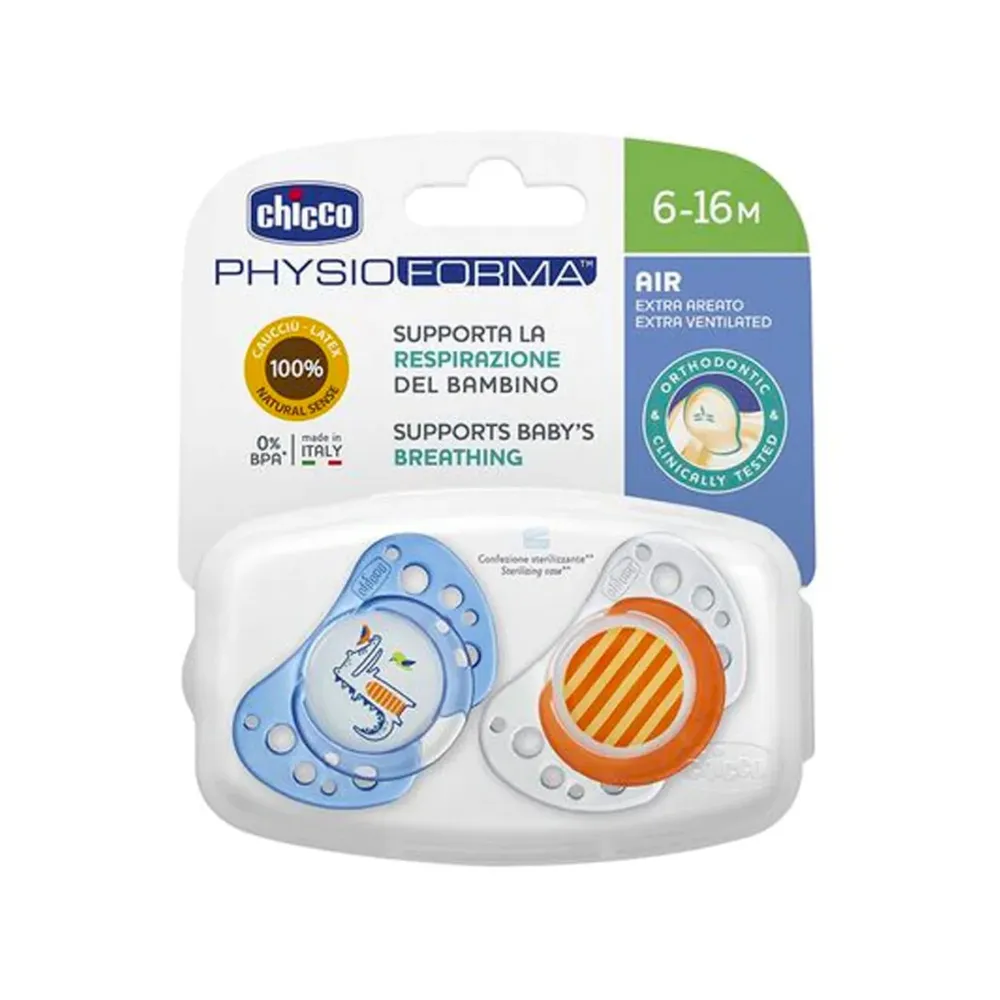 CHICCO SUCETTE PHYSIOFORMA AIR 6-16M BLEU/ORANGE