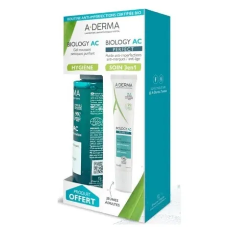 A-DERMA COFFRET BIOLOGY AC GLOBAL 40ML+ BIOLOGY AC GEL 100ML OFFERT