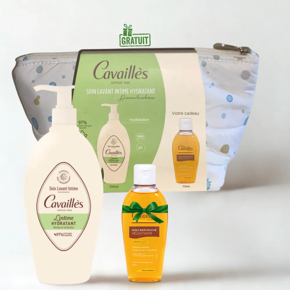 ROGE CAVAILLES TROUSSE SOIN LAVANT INTIME HYDRATANT SECHERESSE 250ML+HUILE BAIN DOUCHE VELOUTANTE 75ML (OFFERT)