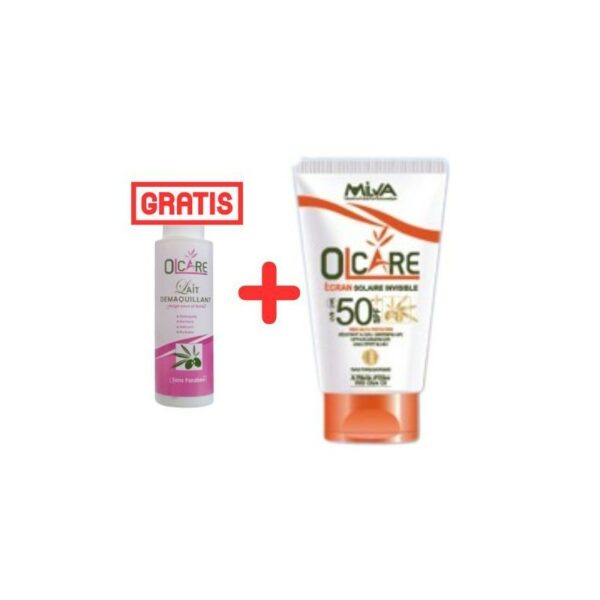 MILVA  Olcare Ecran Solaire Invisible SPF50+ 50ml + Lait démaquillant 100 ml offert