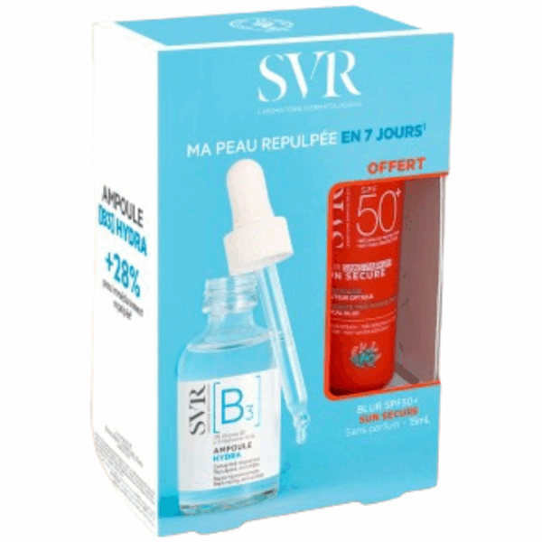 SVR COFFRET [B3] AMPOULE HYDRA 30ML+SUN SECURE BLUR SANS PARFUM SPF50+ 15ML (OFFERT)
