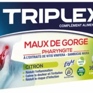 TRIPLEX MAUX DE GORGE CITRON - 16 Comprimes à Sucer