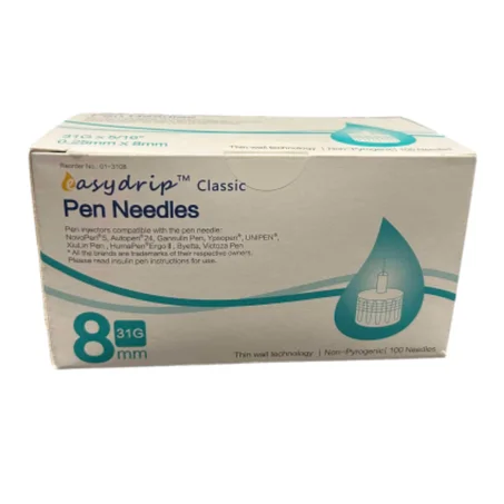 EasyDrip Aiguilles stylo à insuline 31G x 8 mm – 100 pièces